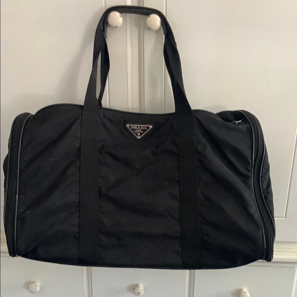 Prada Black Duffel Bag with Sleek Design and Versatile Use